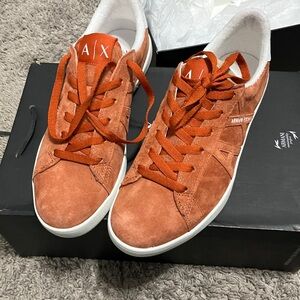 Armani Exchange Burnt Orange Suede Sneakers